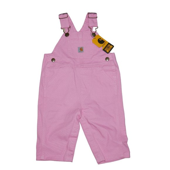 Carhartt Pink  Bib Overalls Infant Baby Sizes 3M 6M 12M Valentines Day NEW - Picture 3 of 9